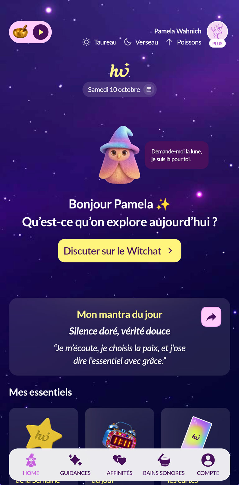 App Holistic Witch — Accueil